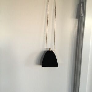 Black Suede Mini Crossbody Bag with Gold Chain